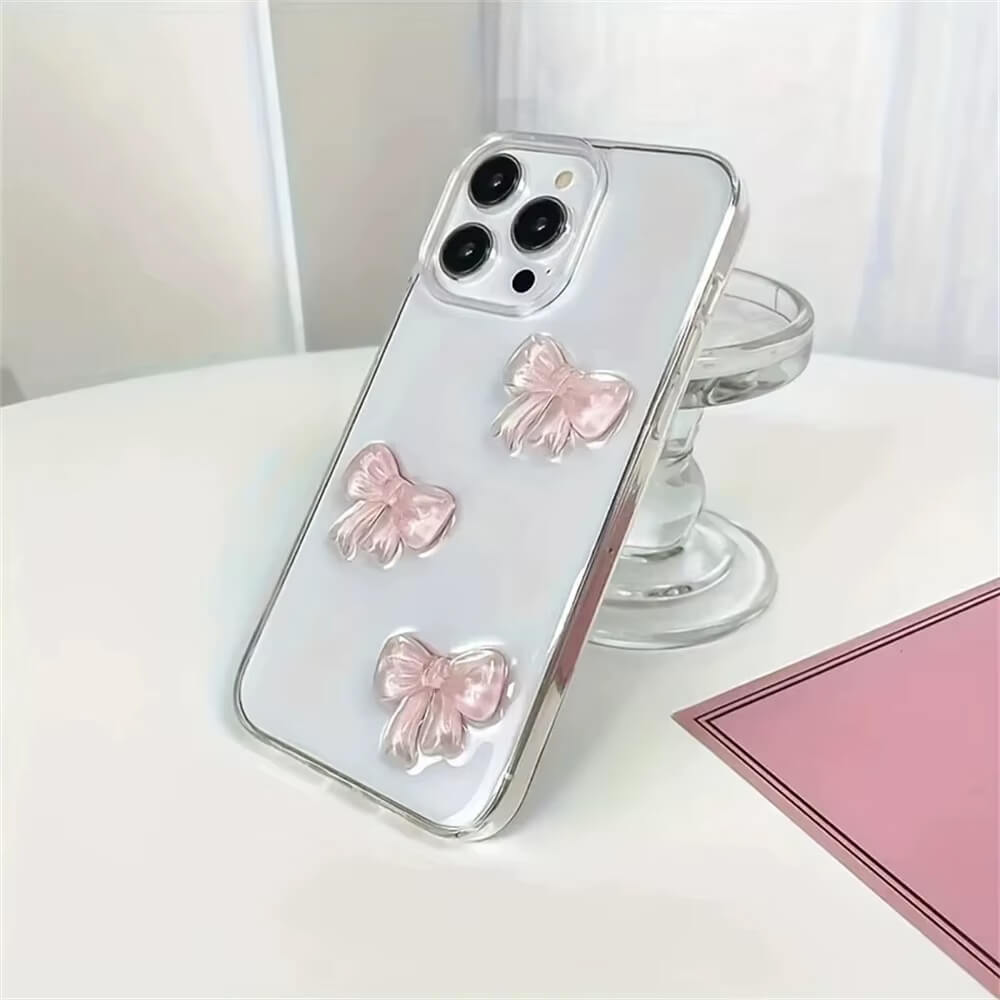 Pink Bows Clear iPhone Case