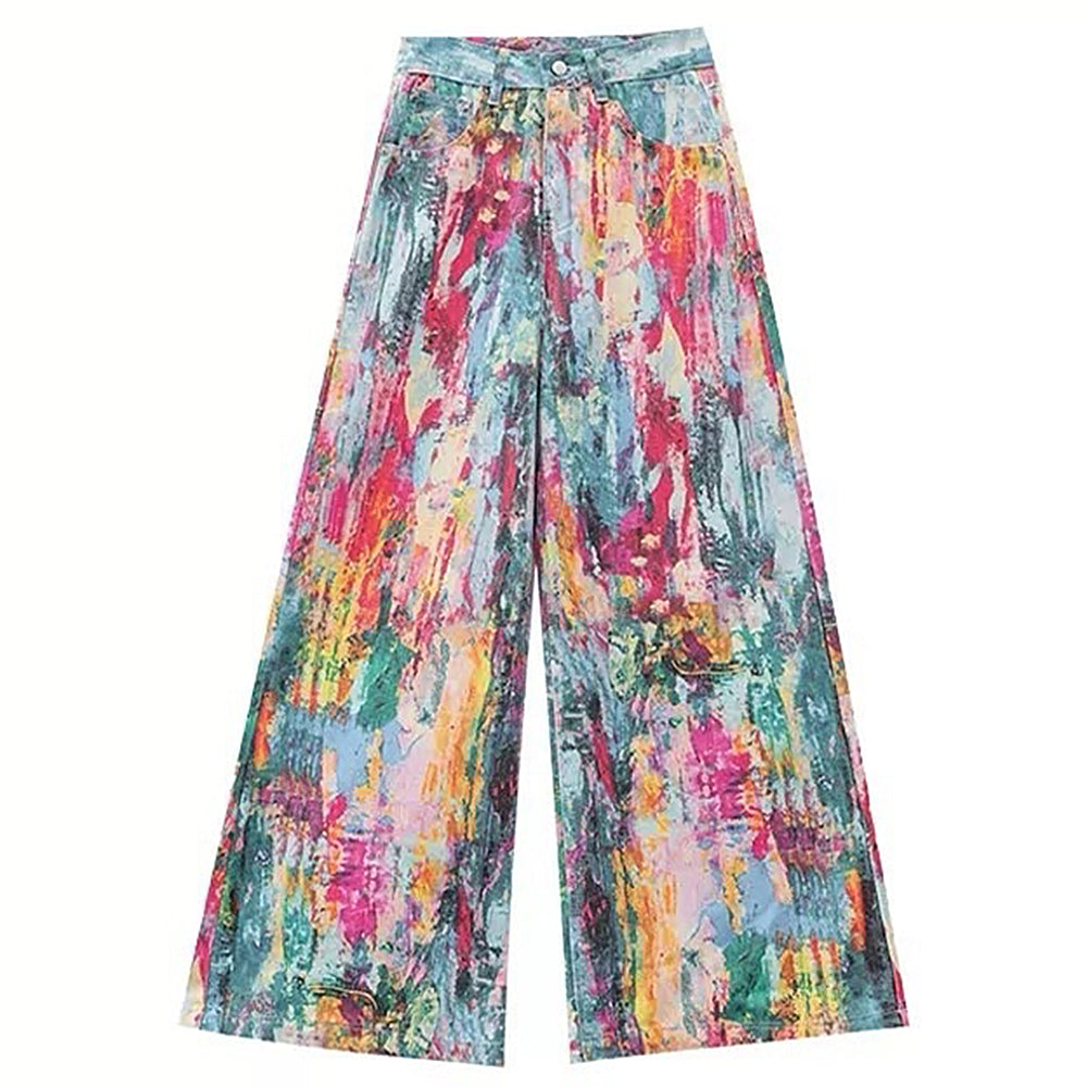 Tie-Dye Wide-Leg Jeans