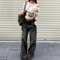 Y2K Aesthetic Fur Top