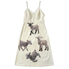 Y2K Lambs Print Slip Dress