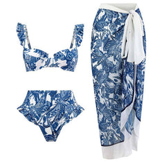 Traje de baño bikini con estampado abstracto en contraste 