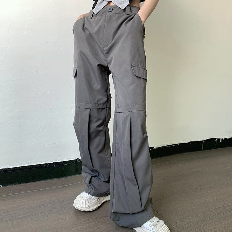 Plissierte, hoch sitzende Baggy-Cargohose mit weitem Bein 