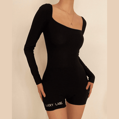 LUCKY LABEL ribbed long sleeve romper