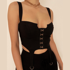 Tief ausgeschnittenes Crop-Top im Vintage-Stil