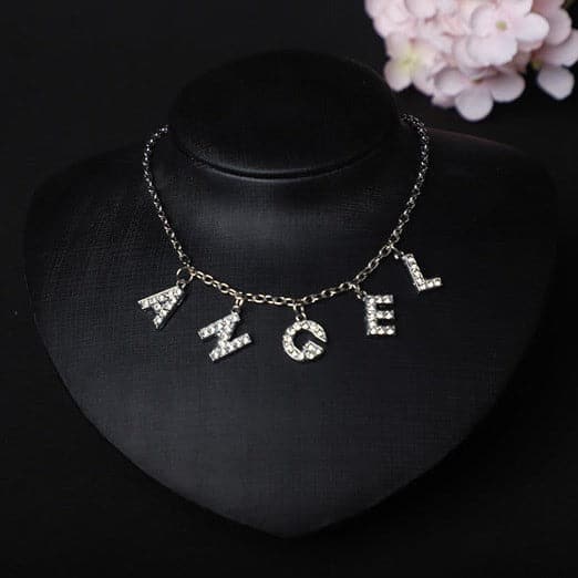 Characters pendant rhinestone necklace