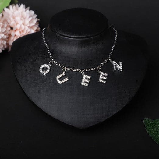 Characters pendant rhinestone necklace