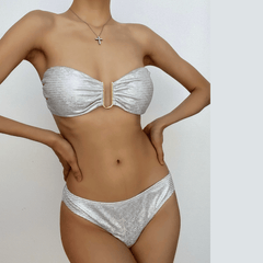 Bikini-Bademode mit Kontraströhre und Metallic-Polsterung 