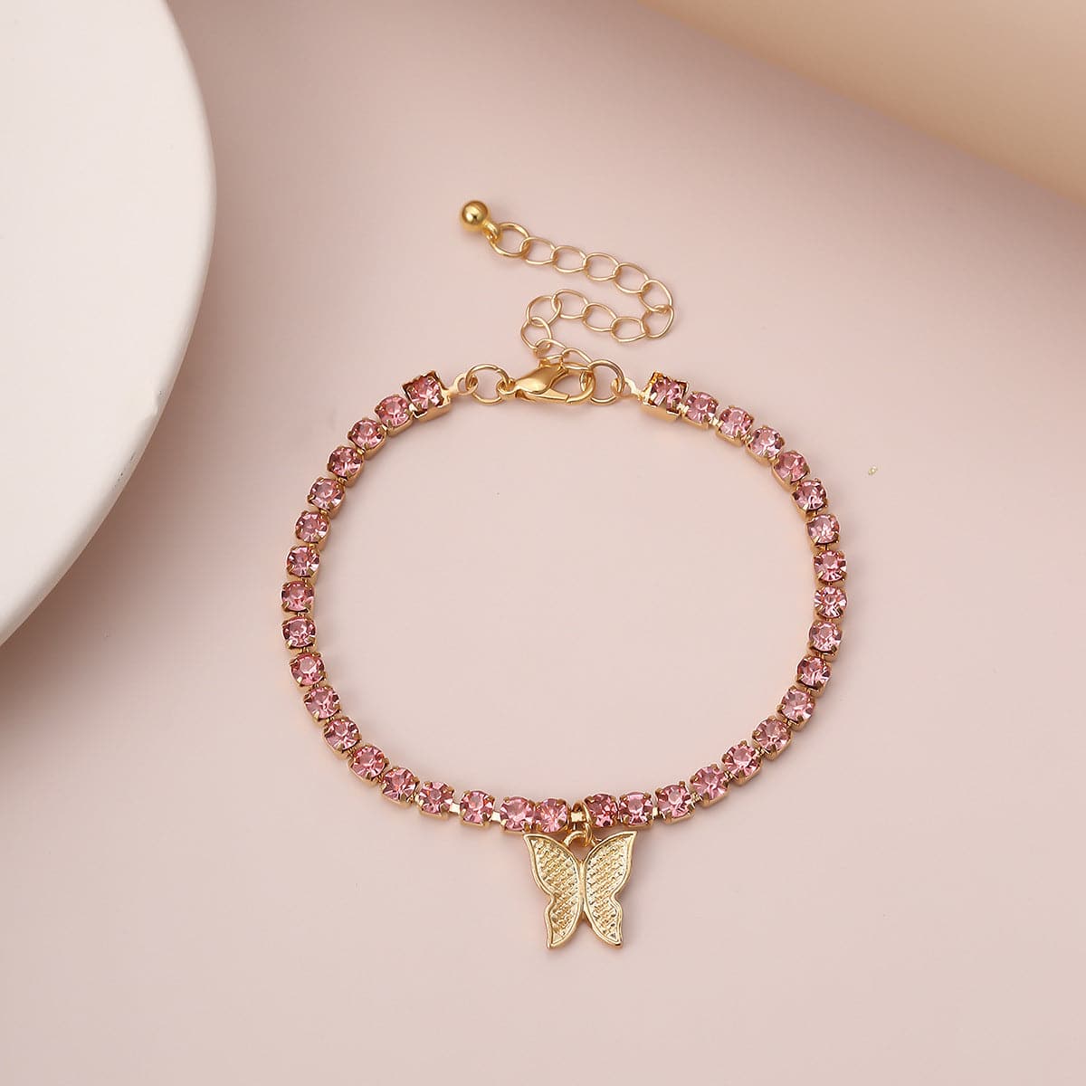 Butterfly pendant rhinestone bracelet