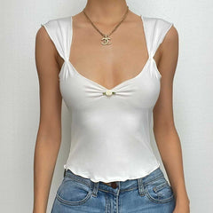 Ruched v neck cap sleeve solid backless crop top