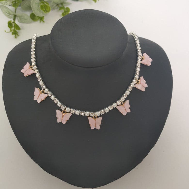 Butterfly pendant choker necklace