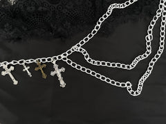 Cross pendant chain layered waist chain