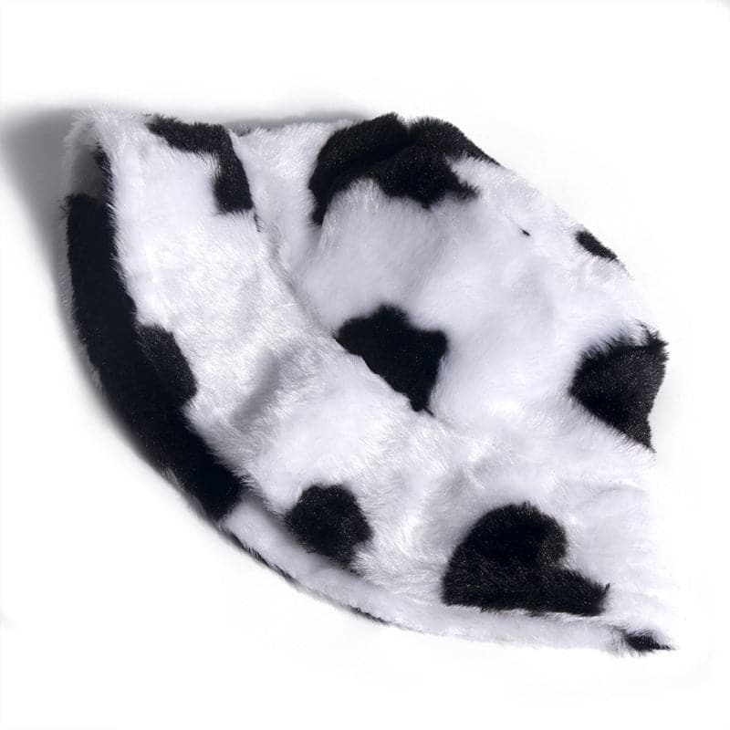 Cow contrast fluffy fisherman bucket hat