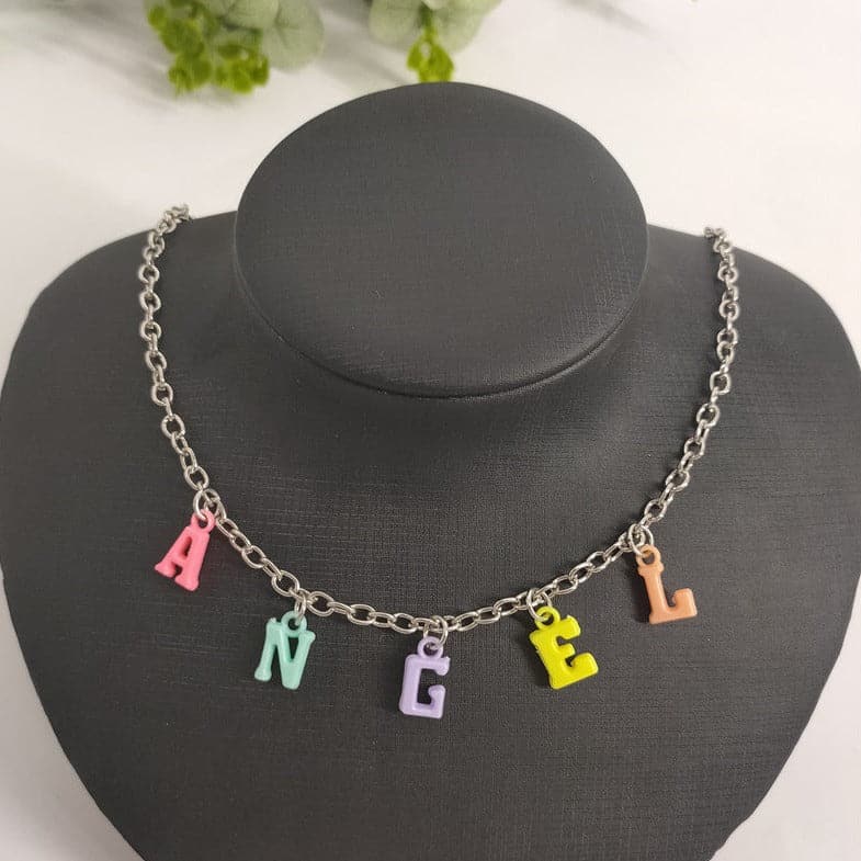 Letter pendant multicolor necklace