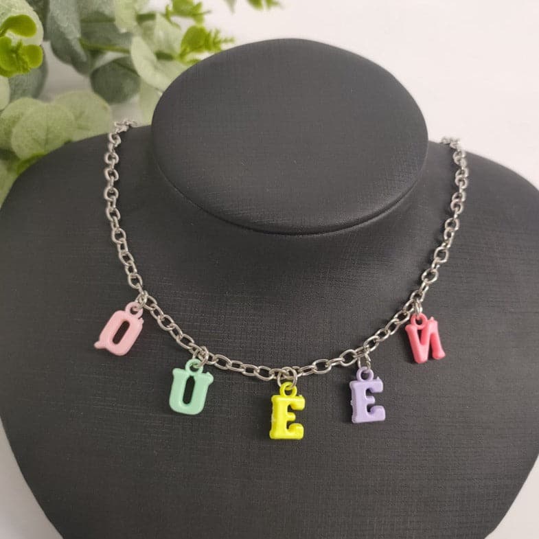 Letter pendant multicolor necklace