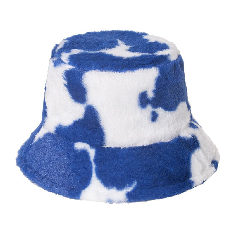 Cow contrast fluffy fisherman bucket hat