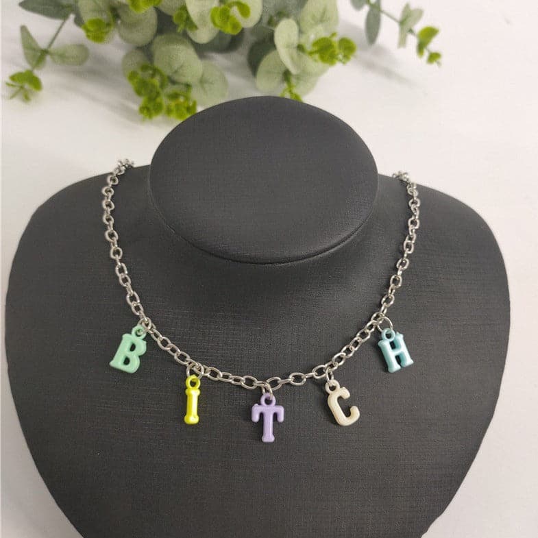 Letter pendant multicolor necklace