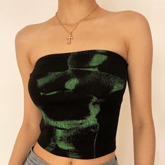 Geripptes Tube-Top mit Print