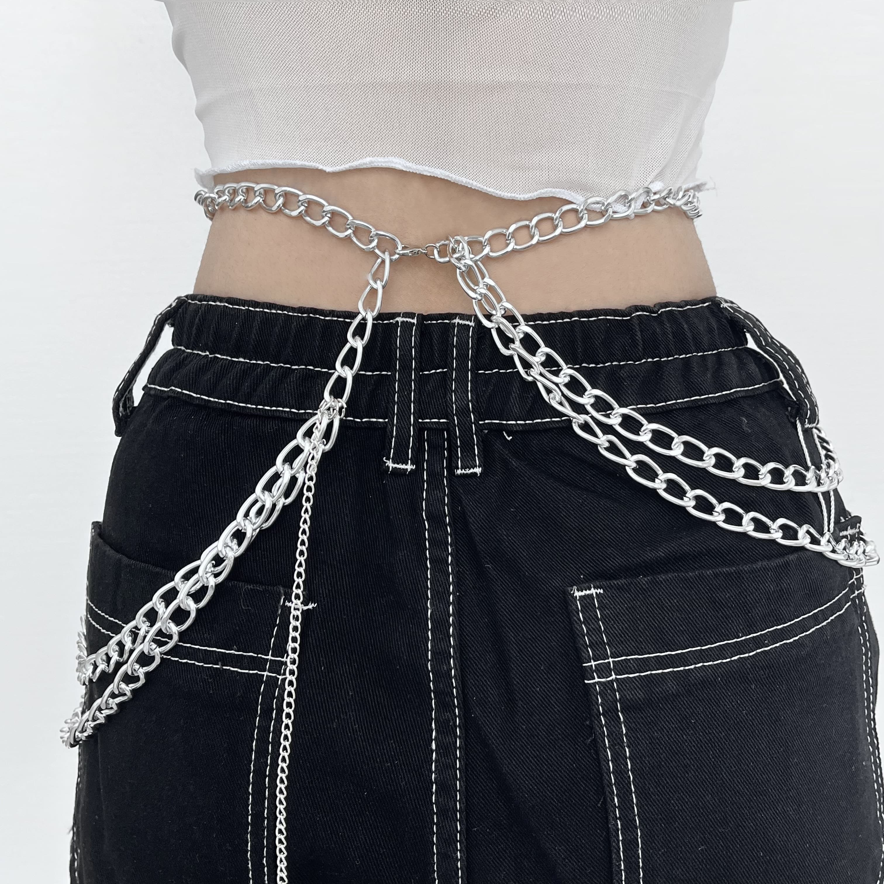 Cross pendant chain layered waist chain