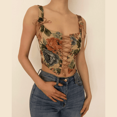 Bustier-Crop-Top mit Schleife und Schnürung