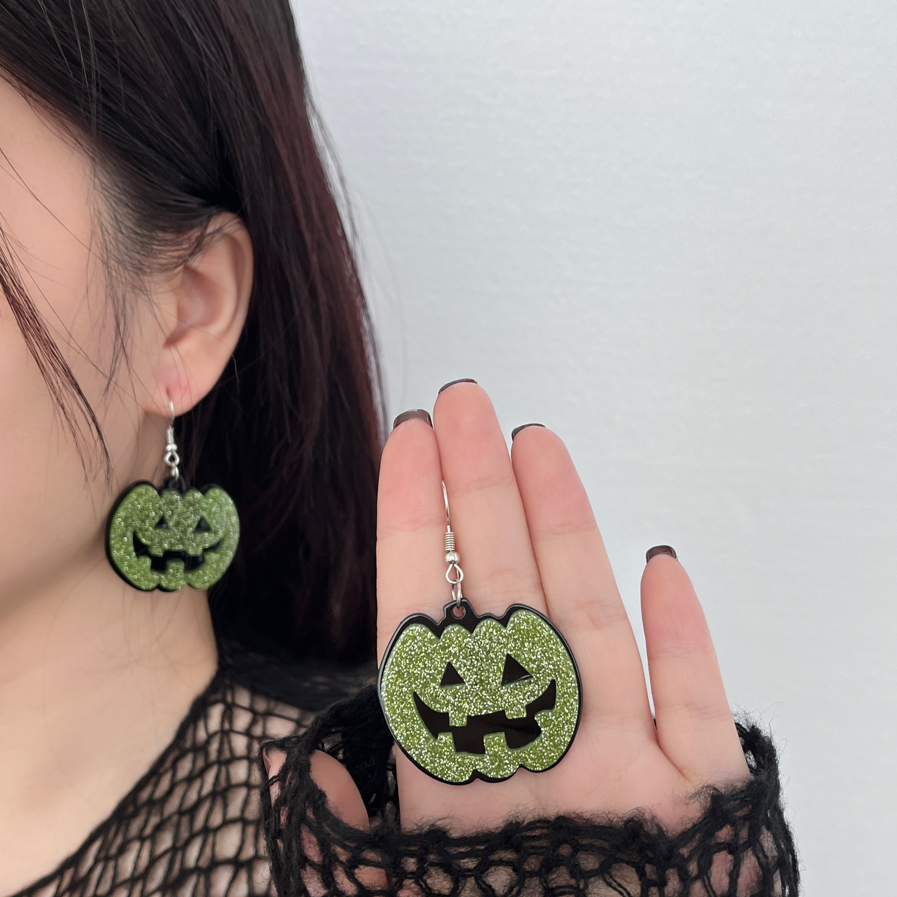 Pumpkin shape pendant drop earrings