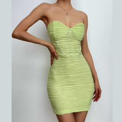 Textured solid sweetheart neck backless tube mini dress