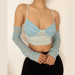 Heart neck ruched cami crop top