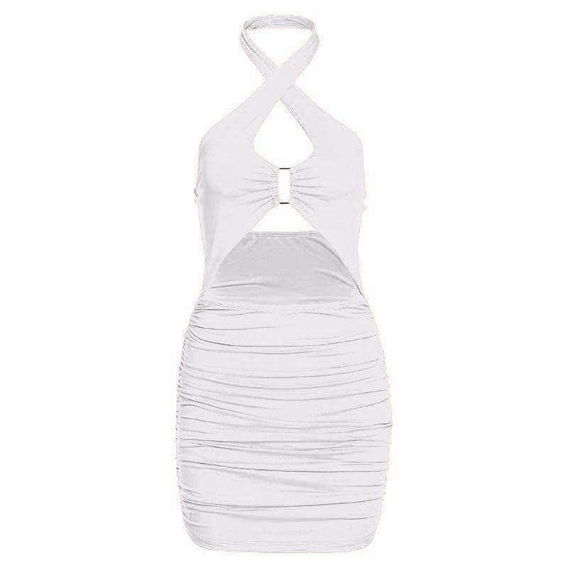 Hollow out Ring Halter Bodycon Dress