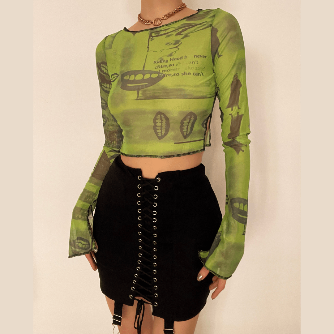 PRE ORDER - Lace up front high waist vintage skirt