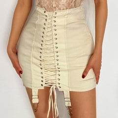 PRE ORDER - Lace up front high waist vintage skirt