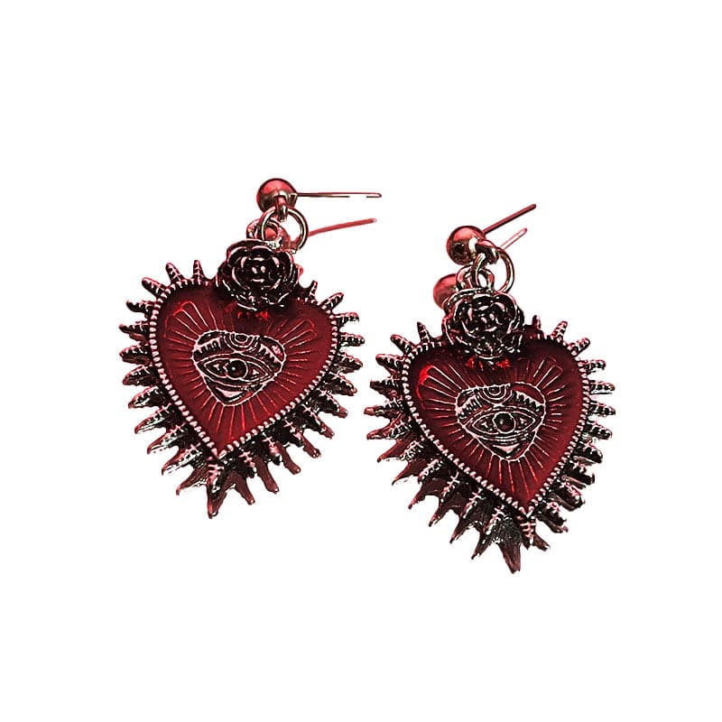 Pendant heart stud earrings