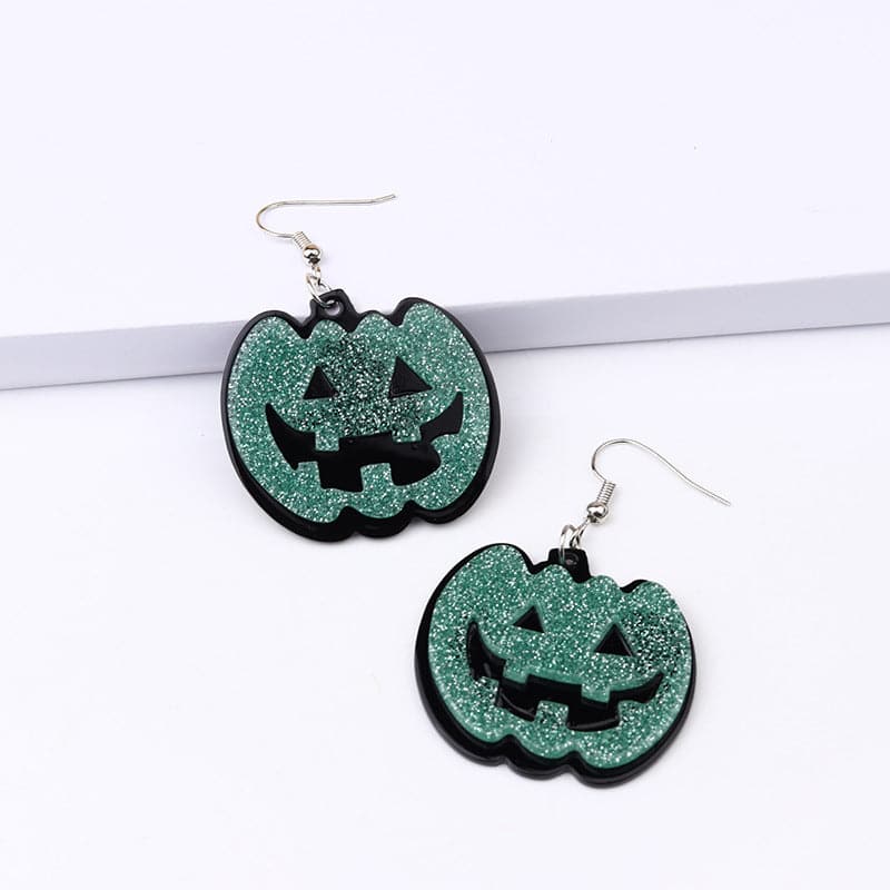 Pumpkin shape pendant drop earrings