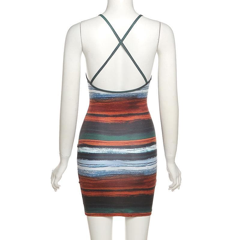 Multicolor cross cami bodycon dress