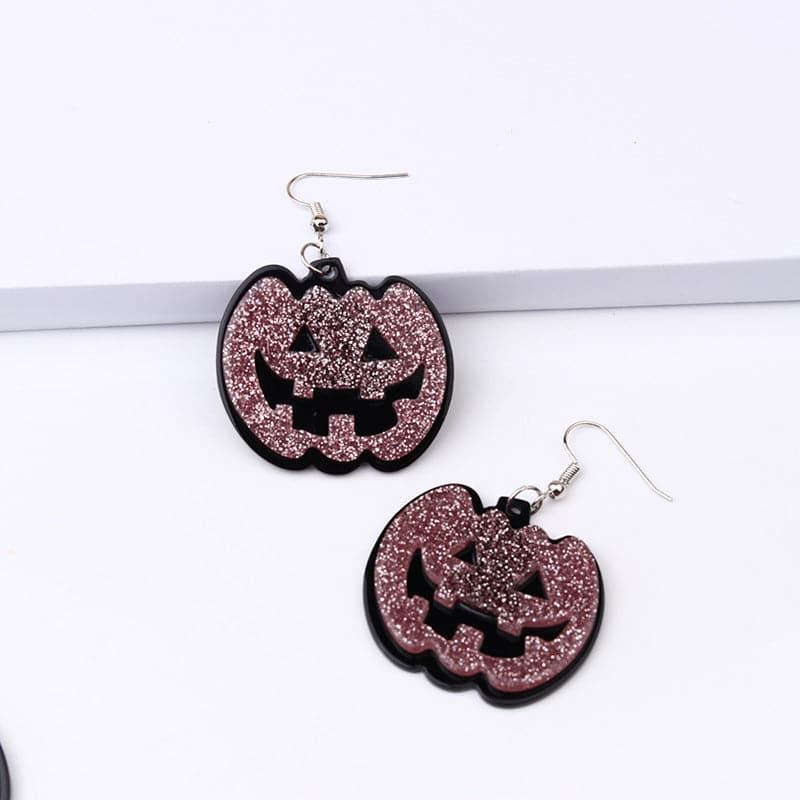 Pumpkin shape pendant drop earrings