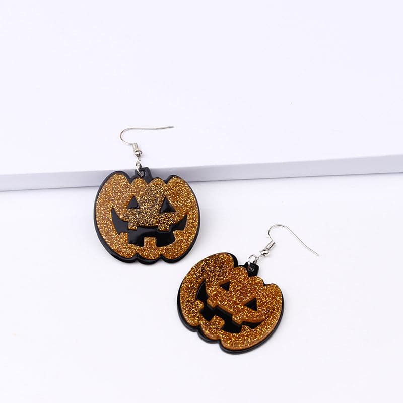 Pumpkin shape pendant drop earrings