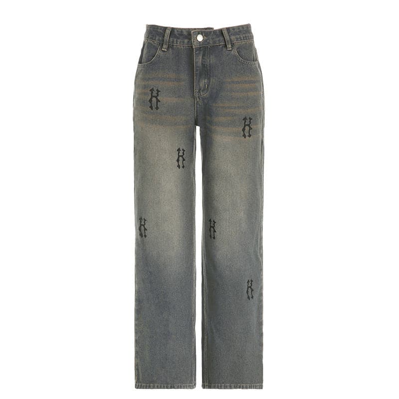 Jeans mit kontrastierendem „H“-Print und niedriger Taille 