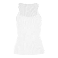 Ribbed solid sleeveless patchwork square neck top