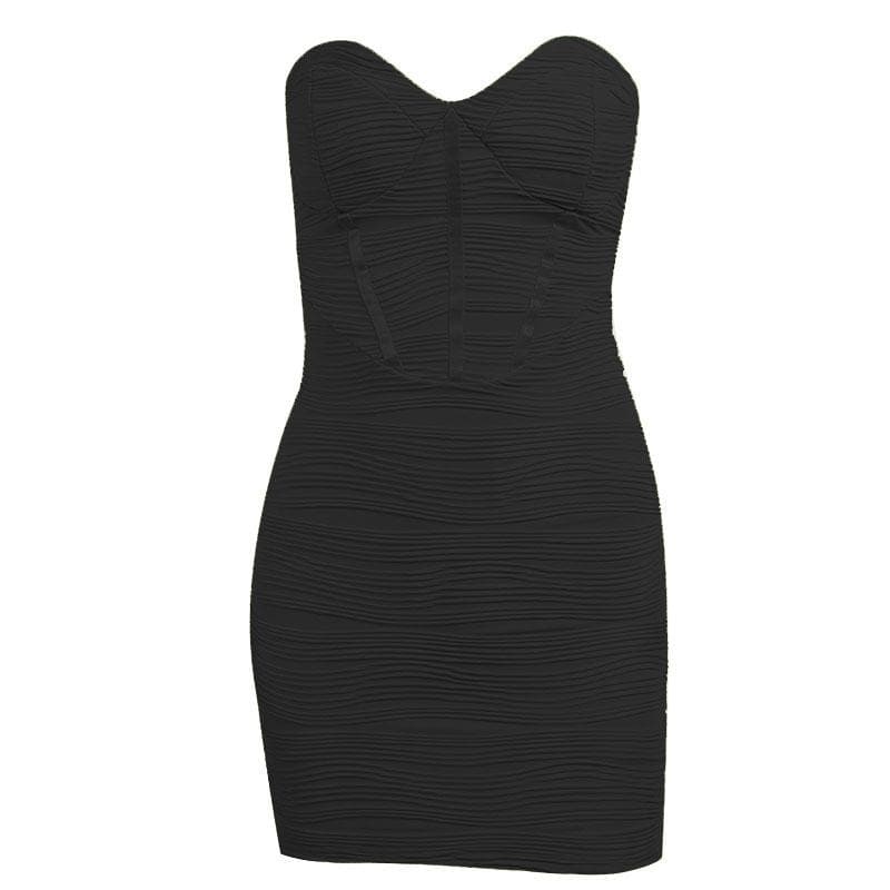 Textured solid sweetheart neck backless tube mini dress