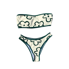 Traje de baño bikini de tubo con estampado floral en contraste y relleno