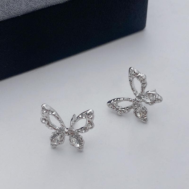 Pendientes de mariposa con colgante de diamantes de imitación 