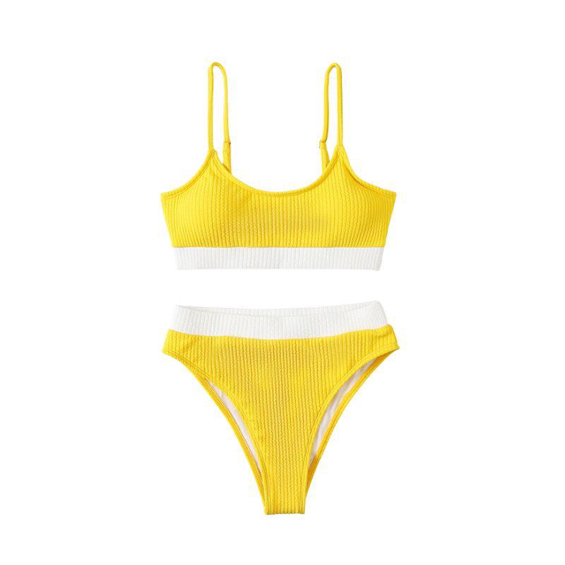 Rückenfreier Camisole-Bikini mit Kontrast 