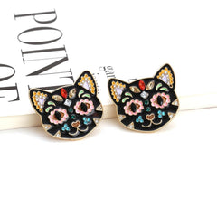 Pendientes de botón con diamantes de imitación multicolor 