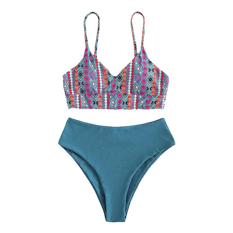 Camisole-Bikini mit Kontrastprint