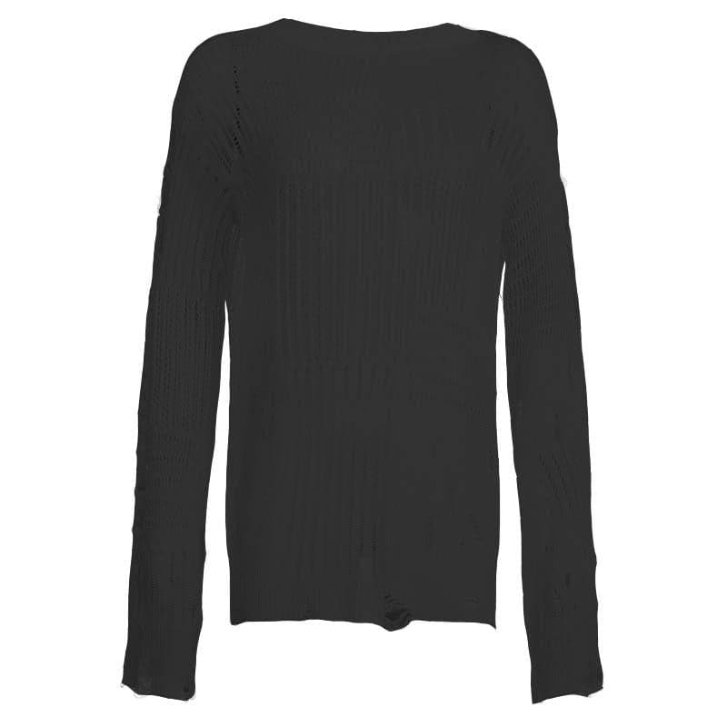 Crochet long sleeve solid hollow out top