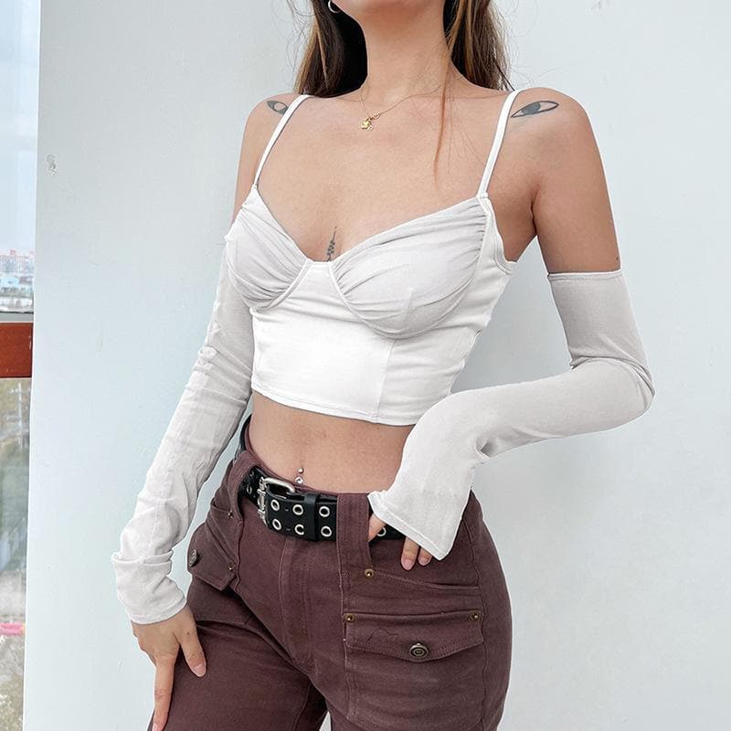 Gerafftes Camisole-Crop-Top mit Herzausschnitt 