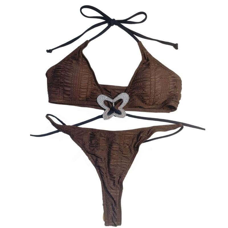 Neckholder-Bikini mit Schmetterlingsapplikation 