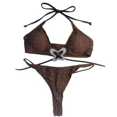 Neckholder-Bikini mit Schmetterlingsapplikation 