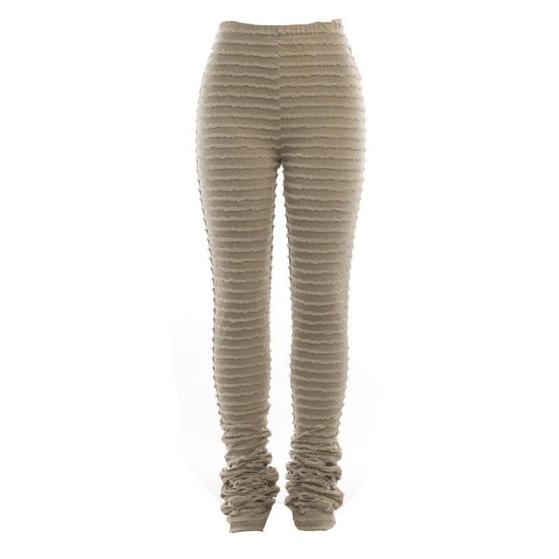 Striped textured high rise contrast pant