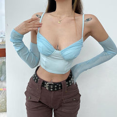 Gerafftes Camisole-Crop-Top mit Herzausschnitt 