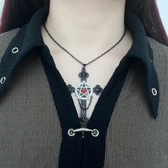 Pendant punk crucifix pentagram necklace