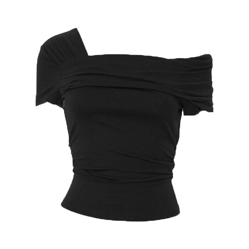 Ruched off shoulder solid irregular top